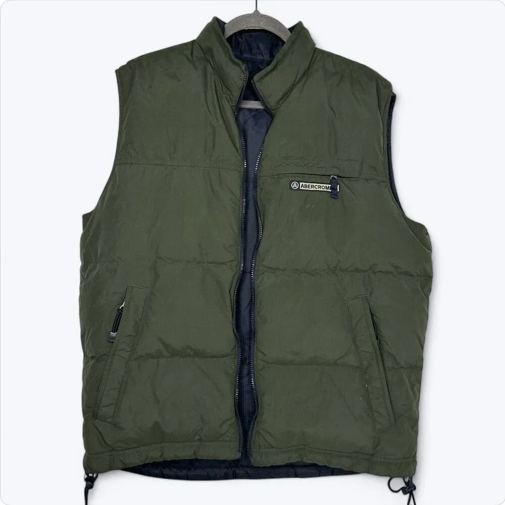 Y2K‎ Vintage Abercrombie & Fitch Duck Down Puffer Vest Reversible Size M READ